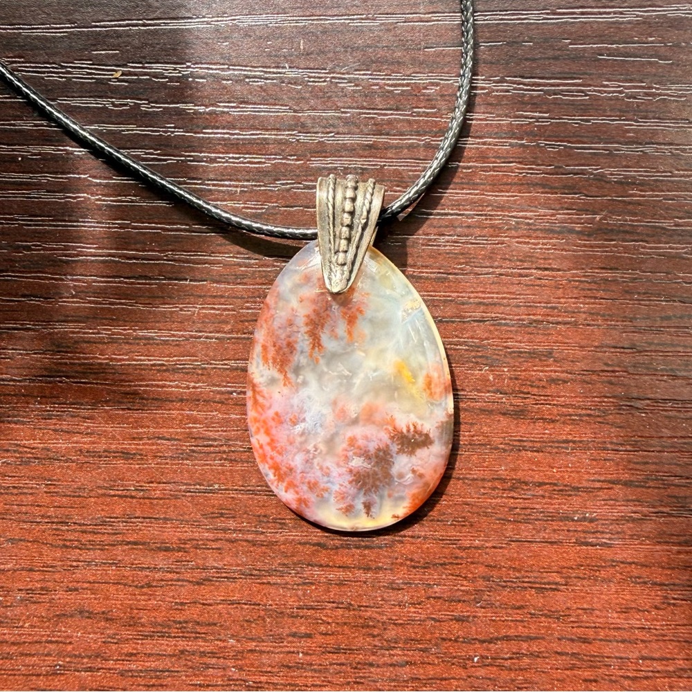 ▪️ Handcrafted Moss Agate Pendant Necklace - Picture 5 of 5